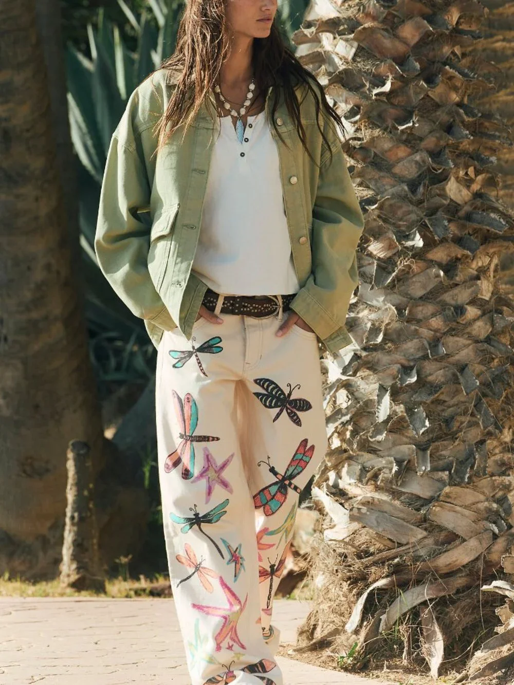 FREE PEOPLE We The Free Lemon Denim Jacket / Washed Sage - Picture 7 of 8